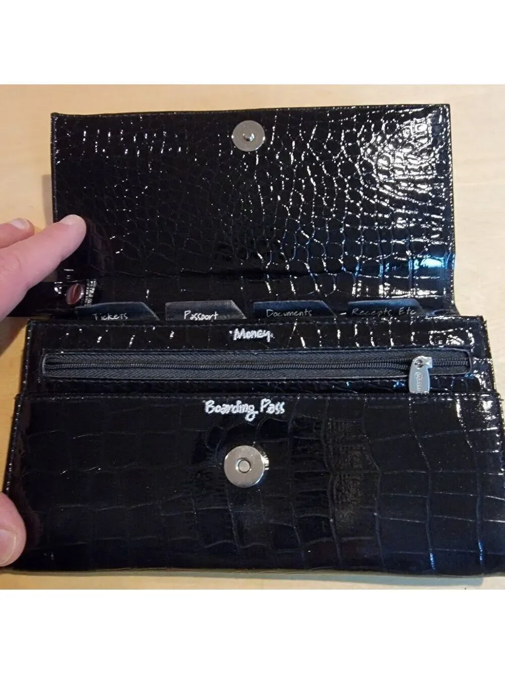 Miamica File & Fly Travel Organizer Wallet - Faux Croc Finish